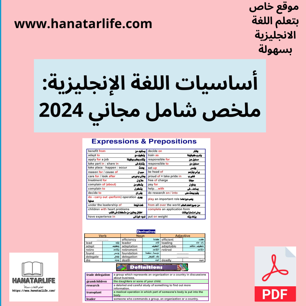 أساسيات اللغة الإنجليزية: ملخص شامل مجاني 2024